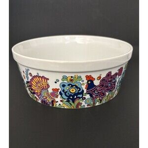 Chanticlair China Oven to Table Hen Rooster & Flowers Casserole/Dip Bowl 8 in x3